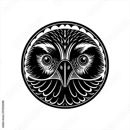Stylized Black and White Eagle Head Emblem 2.