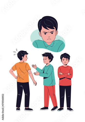 Children arguing and fighting acknowledging bullying behavior and its negative effects on youngsters