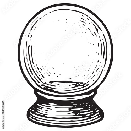 Crystal Ball Illustration: Mystical Witchcraft Fortune Telling Orb Art