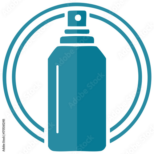 Aerosol Spray Can Icon Teal Blue in Circle Frame Vector Illustration