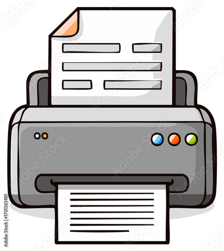 Cartoon Printer Printing Document Copying Machine Office Equipment