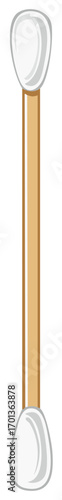 Cotton Swab Illustration: Double-tipped applicator with brown stick for personal care and medical use.