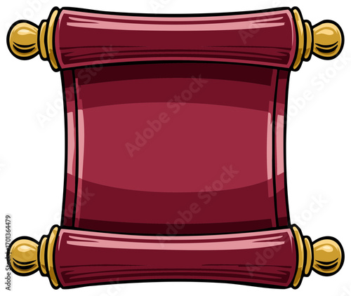 Vintage Burgundy Scroll with Golden Finials for Text or Design