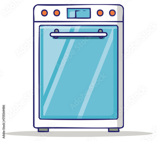 Modern White Oven with Closed Door and Digital Display for Kitchen Cooking Appliance