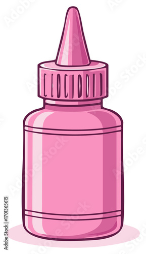 Cartoon Pink Squeeze Bottle with Pointed Nozzle Cap for Crafts and Liquids