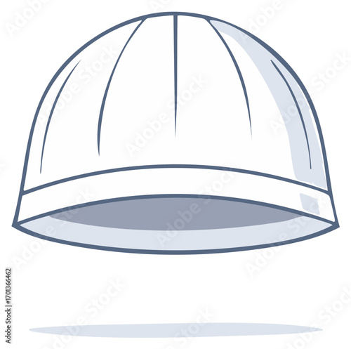 Vector illustration of a white construction hard hat, an icon for worker safety and engineering.