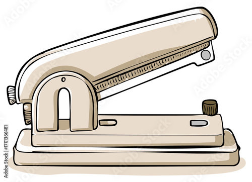 Stationery Illustration of a beige stapler with black outline