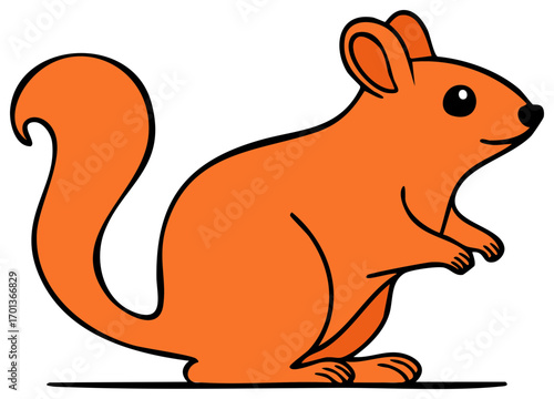 Stylized Orange Squirrel Illustration Isolated on White Background