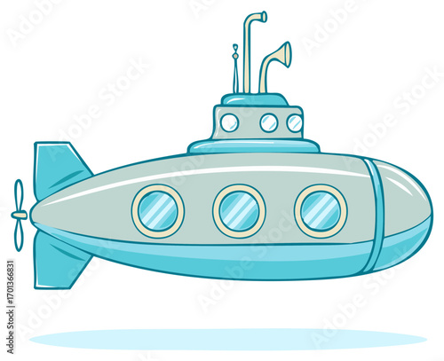 Cartoon Submarine Illustration Cute Underwater Vessel Clip Art Graphics