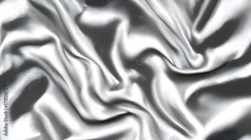 Shimmering silver texture with reflective surface and soft gradient lighting for an abstract effect.
