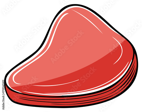 Fresh raw red meat beef steak cut cartoon style vector illustration