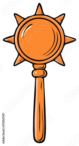 Spiked medieval mace weapon cartoon vector illustration for fantasy or RPG games