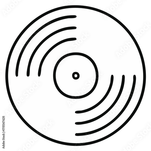 Simple black outline drawing of a vinyl record