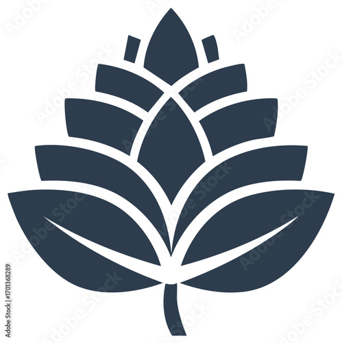 Stylized Hop Cone with Leaves Graphic Icon Isolated