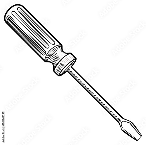 Screwdriver Hand Tool Equipment Outline Illustration for Repair or Construction Projects