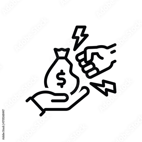 Black line icon for anti corruption