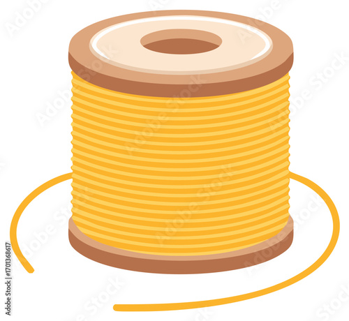 Vibrant Yellow Thread Spool Icon Tailoring Crafts and Sewing Supplies Design