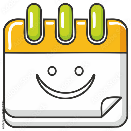 Cartoon calendar with a happy face