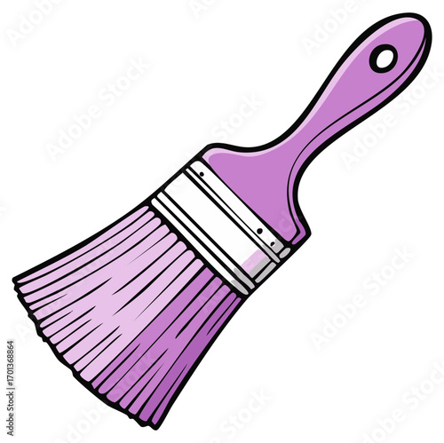 Cartoon paint brush isolated on white, art supplies, home improvement, DIY, illustration