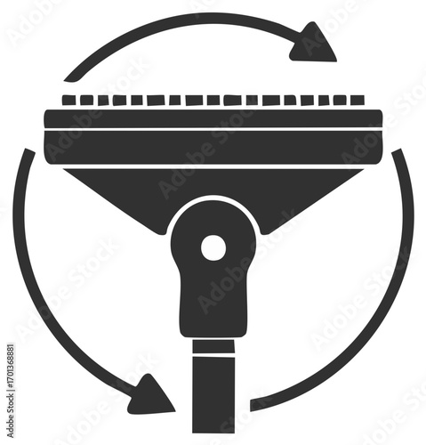 Rotating Spraying Head with Handle and Circular Arrows Icon, Cleaning Tool Symbol