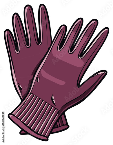 Pair of burgundy gloves, illustration