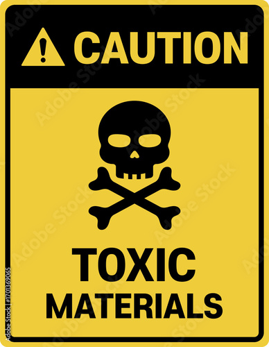 Toxic Material Sign with Skull