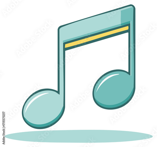 Teal Eighth Note with Gold Accent Symbolizing Music, Melody, and Rhythm