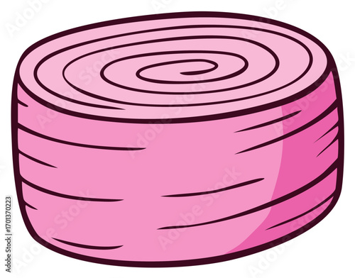 Rolled Pink Towel Simple Cartoon Illustration