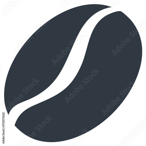 Dark blue coffee bean icon with white stripe