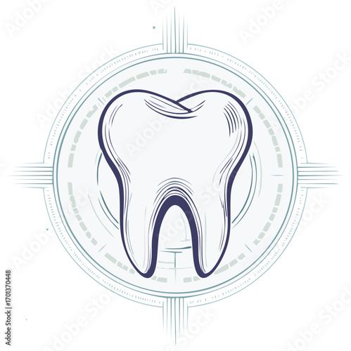 Tooth illustration in vintage style, dental care concept, medical design