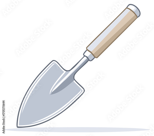 Stylized hand trowel gardening tool vector illustration for planting and digging soil