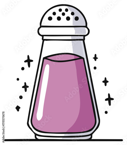 Cartoon Salt Shaker Filled with Pink Seasoning for Cooking