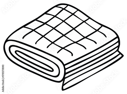 Quilted Fabric Roll Monochrome Isometric View Textile Goods Bolt