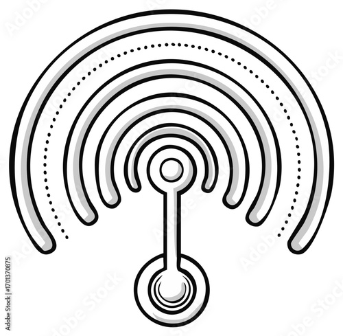 Wireless digital signal waves broadcast icon technology connectivity abstract design