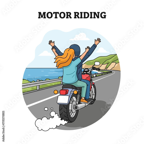Embrace the Thrill of the Open Road Two Adventurers Experience the Freedom of Motor Riding on a Scenic Coastal Highway