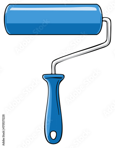 Bright Blue Paint Roller Tool with Metal Frame and Handle for Home Improvement