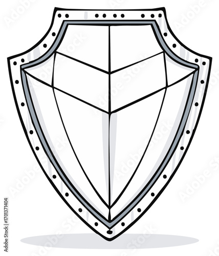 Simple medieval style shield with metal border and rivets