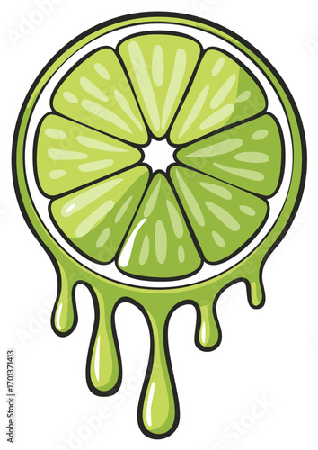 Juicy Lime Slice Dripping Fresh Citrus Liquid