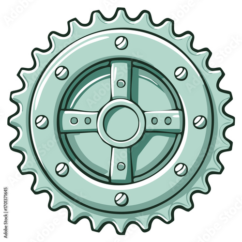 Mechanical Cogwheel with Rivets and Spokes