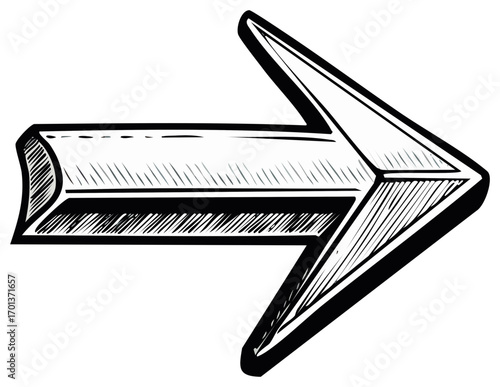 Sketch Style Right Arrow Illustration Showing Direction Guidance Vector