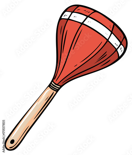 Hand drawn red maraca musical instrument cartoon illustration
