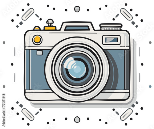 Vintage camera with retro style and modern illustration elements