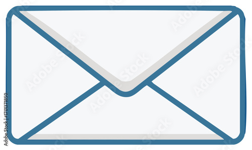 Illustrated Envelope with Blue Outline and Soft Shadows - Isolated on White