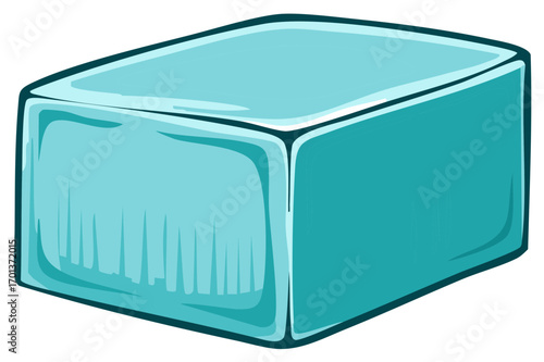 Abstract blue rectangular prism with smooth, reflective surfaces and subtle texture