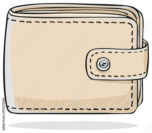 Illustration of a Bifold Wallet with Button Closure for Financial Theme