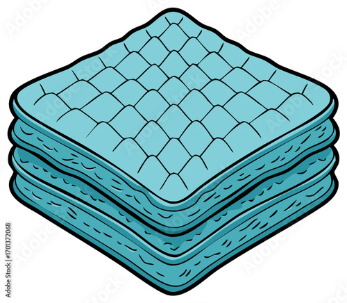 Stacked Square Blue Pillows Illustration, Isolated Design Element for Comfort and Relaxation