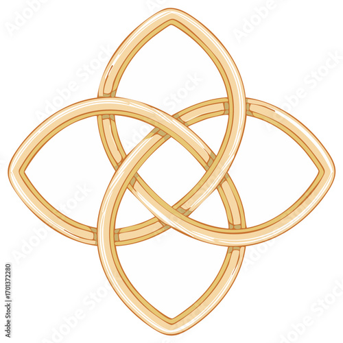 Golden Celtic Knot Emblem Symbol Interlocking Abstract Design
