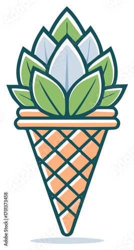 Creative logo concept of a craft beer hop in an ice cream cone