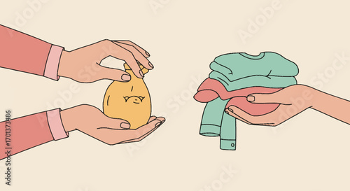 Trading clothes for money A simple exchange of goods and value
