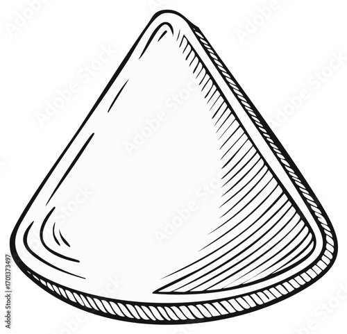 Black and white line drawing of a single isolated cone shape with shading